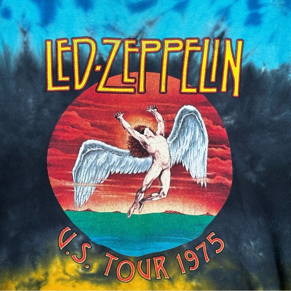 LED ZEPPELIN U.S. TOUR 1975 Tie Dye Band T-Shirt - Picture 2 of 6